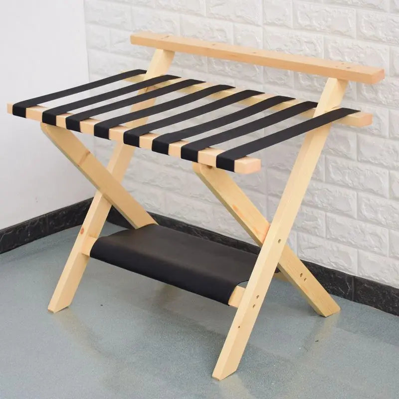 Afralia™ Folding Luggage Rack with Storage Shelf - Heavy-Duty Solution for Guest Room