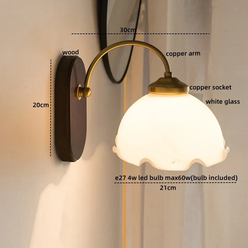 Afralia™ Glass Copper LED Wall Lights - Nordic Modern Bedroom Bathroom Living Room Lamp