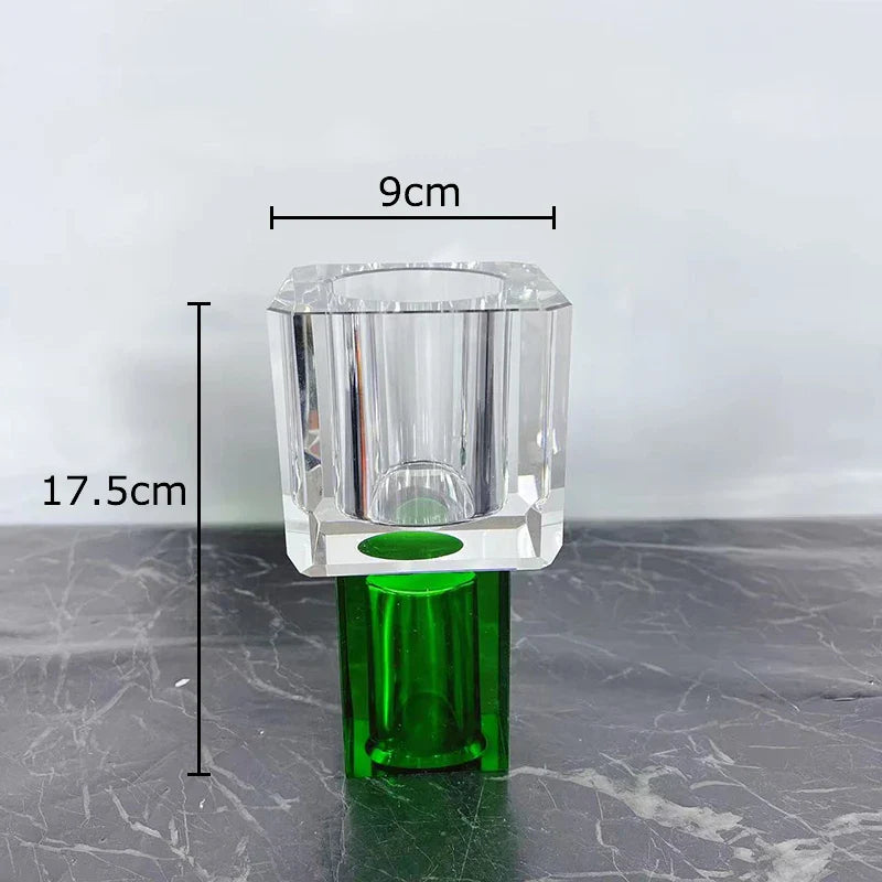 Afralia™ Geometric Square Glass Vase Artificial Flowers Modern Floral Arrangement