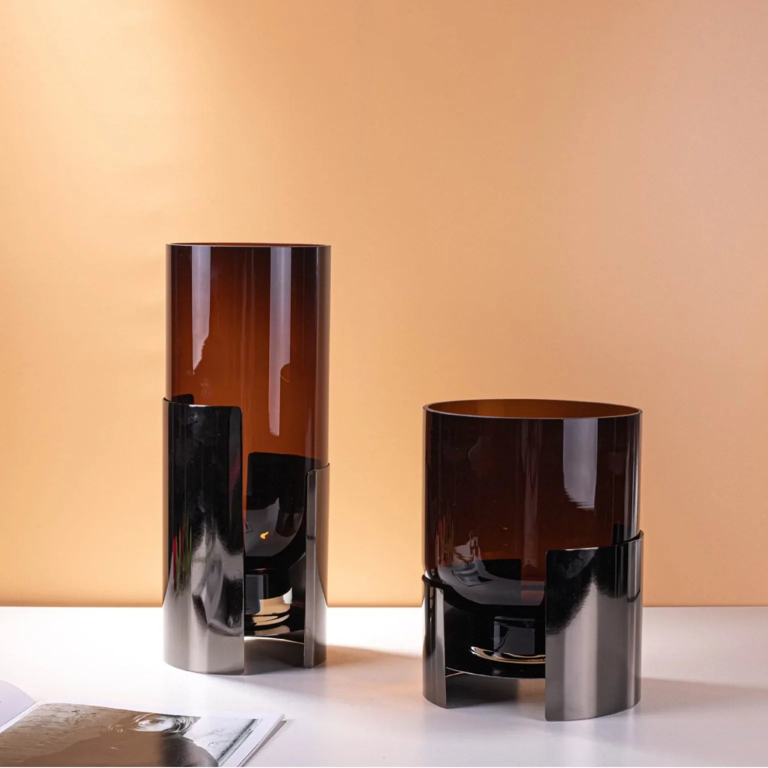 Afralia™ Amber Glass Vase: Stylish Terrarium and Room Decoration Accessory