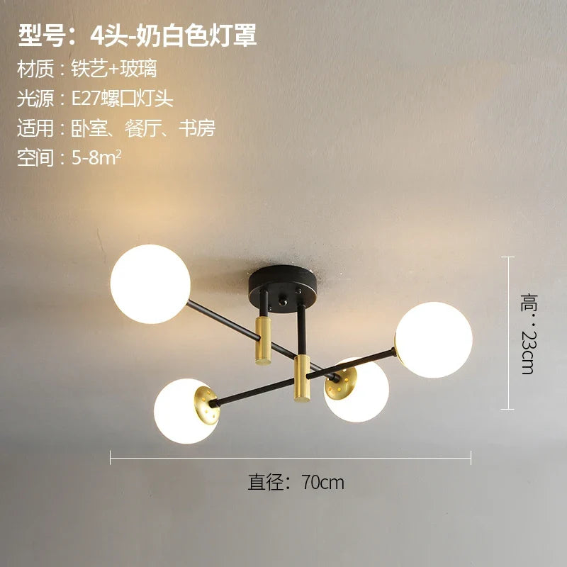 Afralia™ Glass Ball LED Chandelier Ceiling Light for Living Room and Kitchen