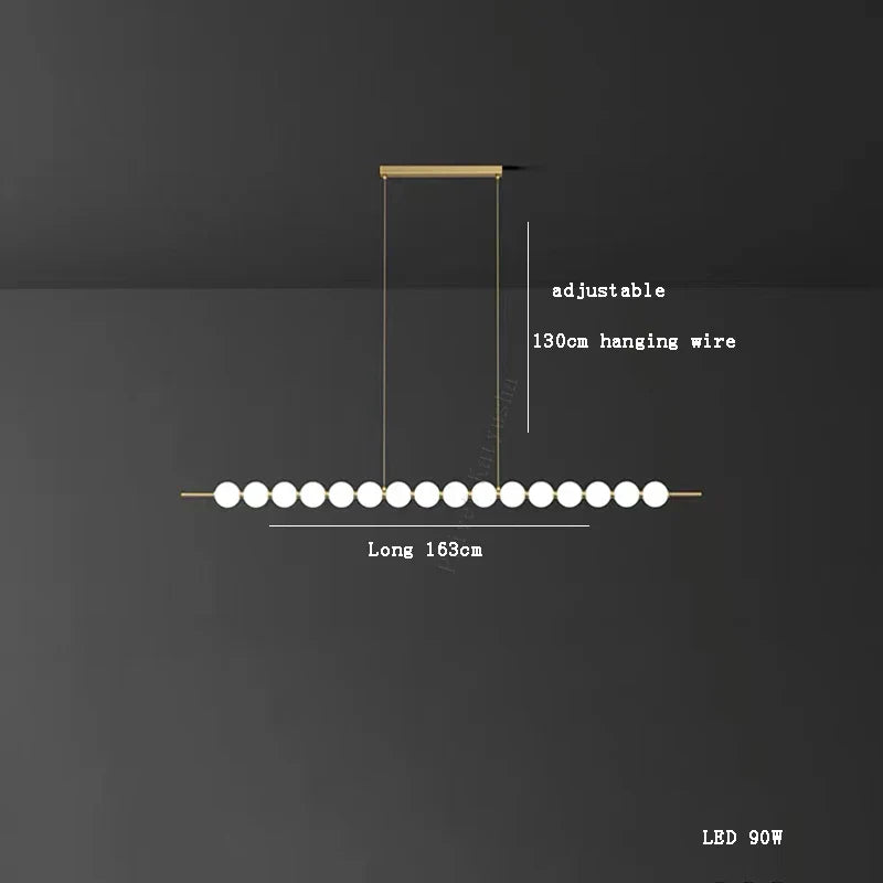 Afralia™ Magic Bean LED Copper Chandelier: Modern White Ball Lustre Hanging Light