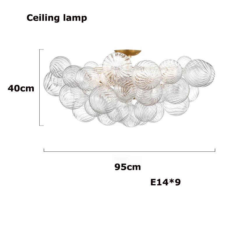 Afralia™ Glass Bubble Gold Chandelier LED Pendant Light for Dining Room