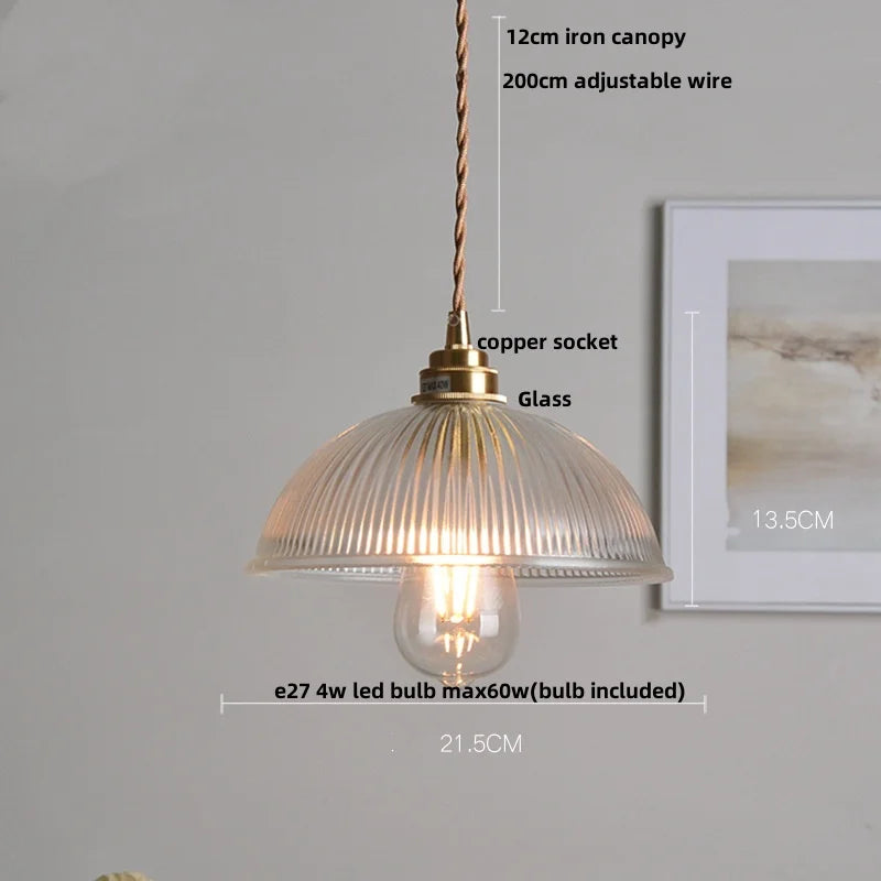 Afralia™ Nordic LED Pendant Light - Clear Glass Brass Switch Dining Room Decor