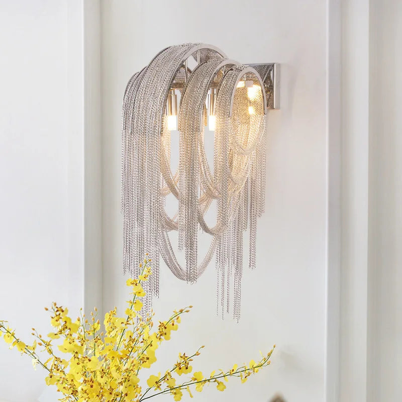 Afralia™ Tassel Chain Wall Light: High-End LED Decor for Bedroom, Living Room & TV