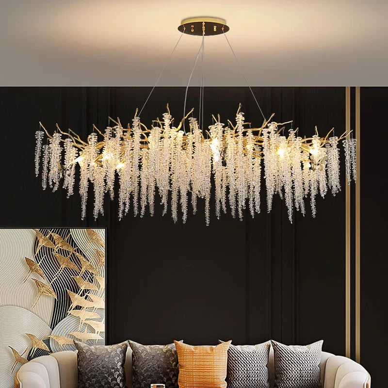 Afralia™ Luxury Crystal Ceiling Chandelier Living Room Dining Room Decoration