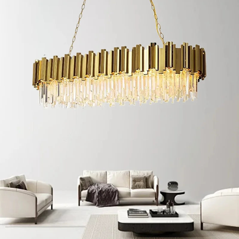 Afralia™ Gold Crystal Chandelier: Modern Luxury LED Pendant Lights for Living, Dining, Bedroom Decor