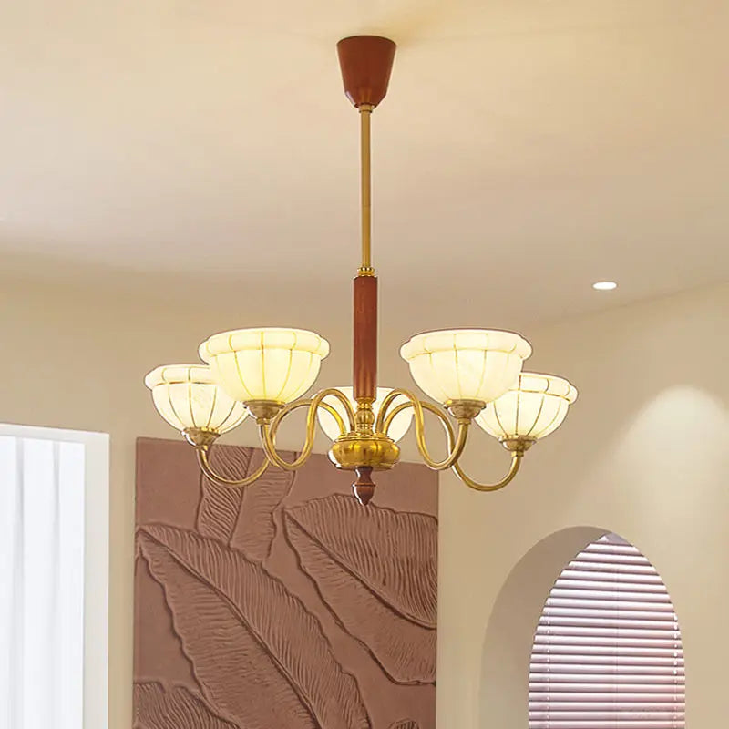 Afralia™ Retro French Style Living Room Chandelier & Solid Wood American Bedroom Light