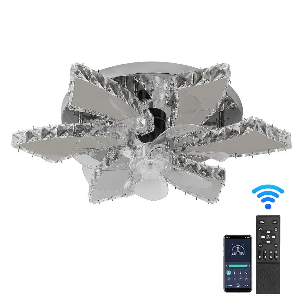 Afralia™ Crystal Ceiling Fan: LED Remote Control Chandelier for Bedroom & Living Room