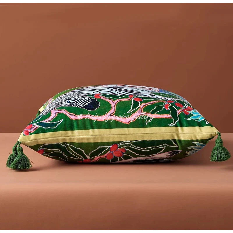 Afralia™ Mystical Zebra Decorative Cushion Cover Luxury Throw Pillowcase Bordeaux