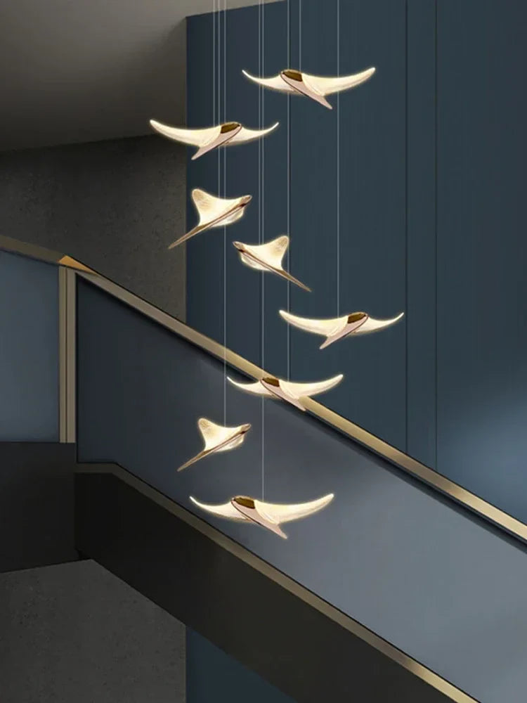 Afralia™ Dolphin Pendant Chandelier: Luxe Staircase & Lobby Décor for Hotel, Mall & Home