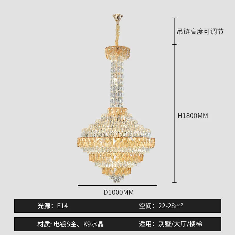 Afralia™ Crystal Chandelier for High-End Designer Duplex Living Room