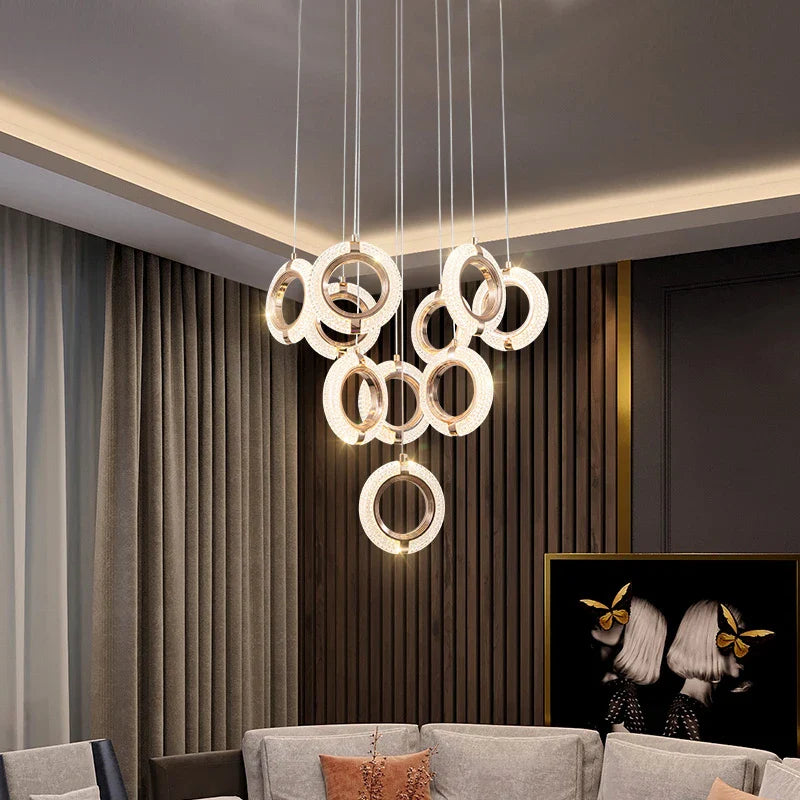 Afralia™ Modern Ring Chandelier for Living Room, Dining Room, Bedroom - Villa Attic Lighting
