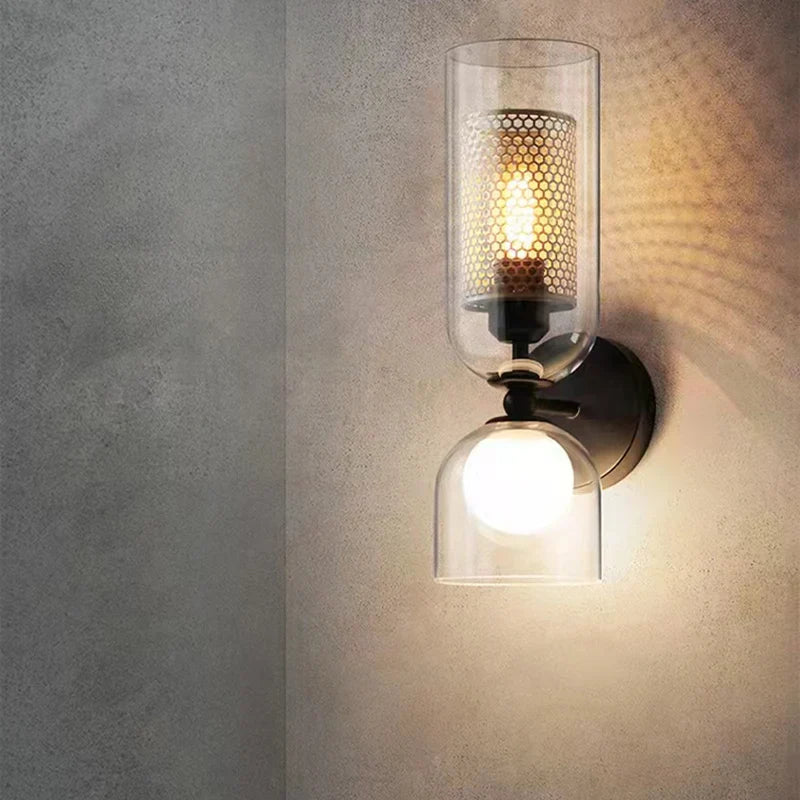 Afralia™ Clear Glass Wall Light Sconce, Modern Bathroom Bedroom Foyer Lighting Fixtures