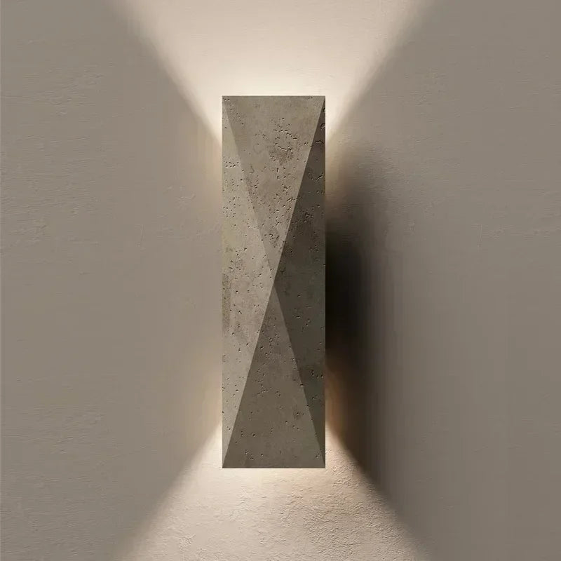 Afralia™ Yellow Travertine Stone Japanese Style LED Wall Lamp Bedroom Decoration