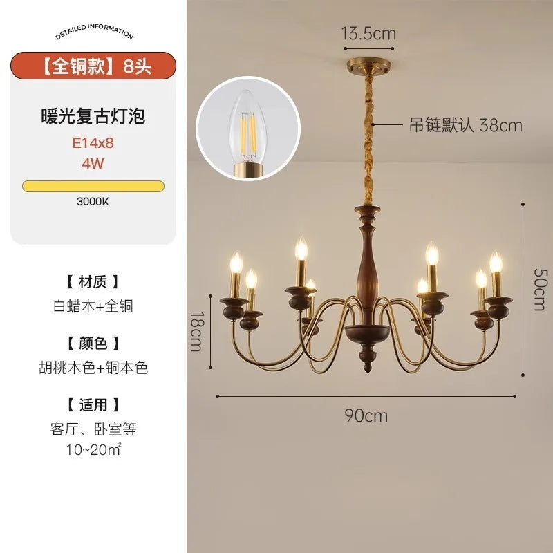 Afralia™ Retro LED Candle Chandelier for Bedroom Living Room Bar
