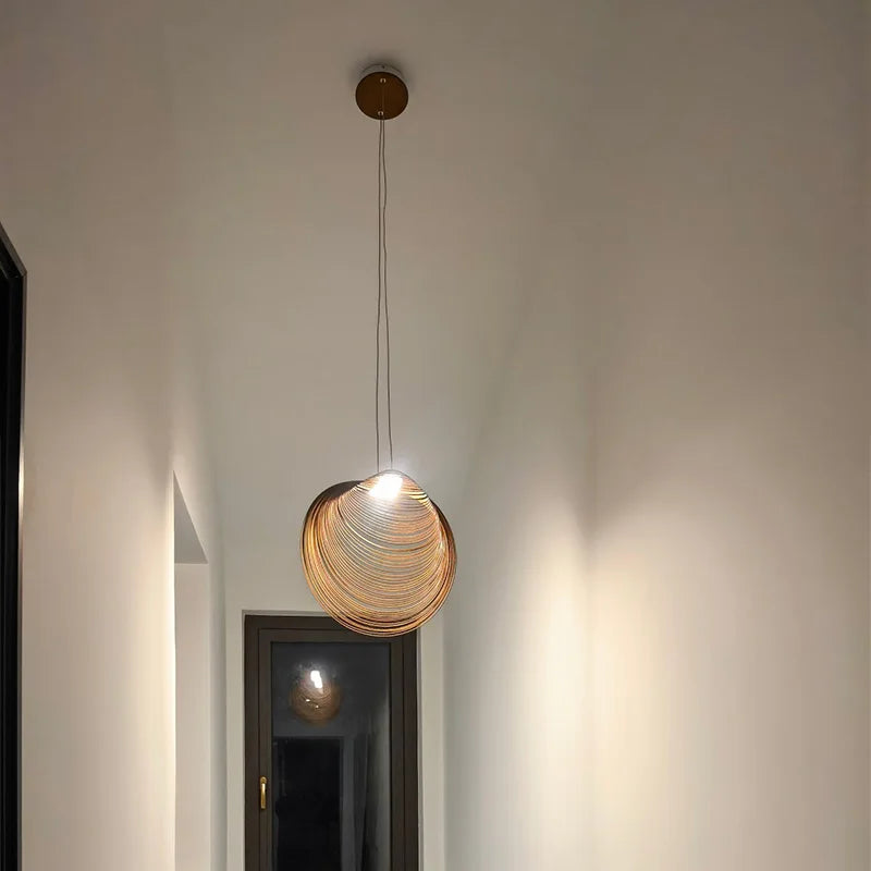 Afralia™ Snail Wooden LED Pendant Light for Foyer, Restaurant, Bedroom - Adjustable Hanging Lamp