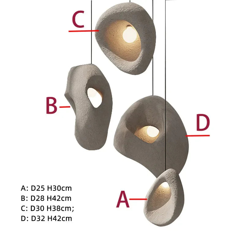 Afralia™ Wabi Sabi Resin Pendant Chandelier LED Suspension Lamp Fixtures