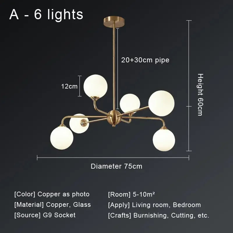 Afralia™ Copper Ceiling Chandelier for Home Decor Lighting