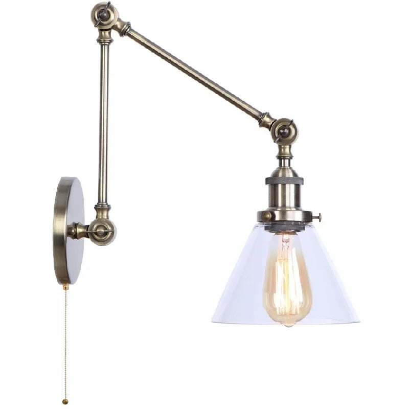 Afralia™ Industrial Swing Arm Loft Lamp with Vintage Design and Clear Glass Mirror Light