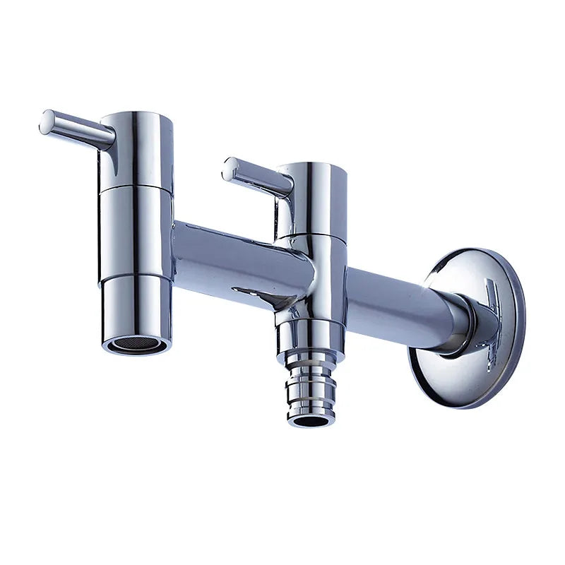 Afralia™ Brass Double Handle Garden Faucet Bibcock - Multipurpose Toilet & Washing Machine Tap