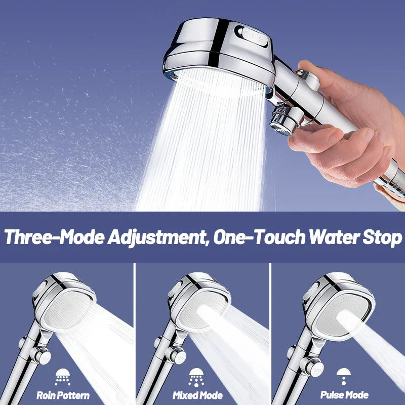 Afralia™ High Pressure Shower Head: 3 Modes, One Click Water Stop, Filter Shower