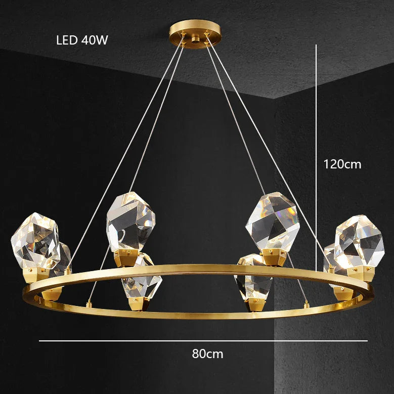 Afralia™ Diamond Crystal Brass LED Pendant Light Gold Luxury Hanglamp
