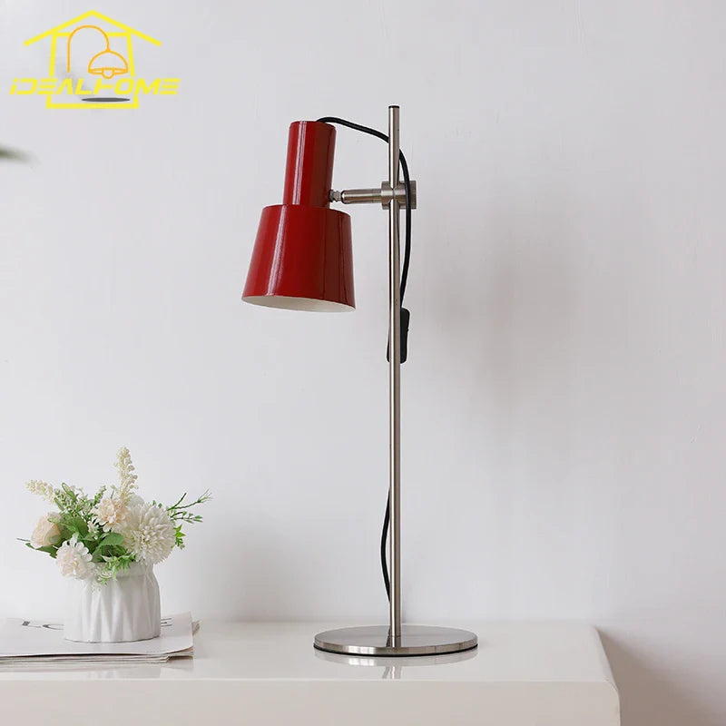 Afralia™ Retro LED Adjustable Table Lamp E27 Red/Orange/Black Modern Design Bedside Desk Light