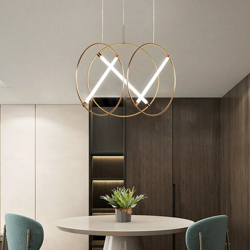 Afralia™ Metal Chandeliers - Modern Minimalist LED Round Hanglamp