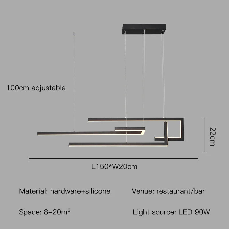 Afralia™ LED Rectangular Suspension Light for Kitchen Bar Living Room