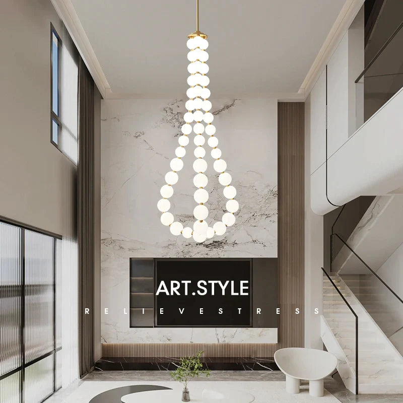 Afralia™ Loft Stair Chandelier: Modern Rotoplastic Ball, Copper, Minimalist, Creative Design