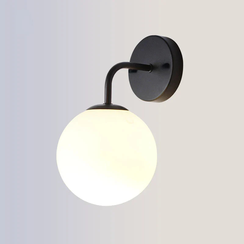 Afralia™ Brozen Black LED Glass Ball Wall Lights for Living Room Bedroom_BU