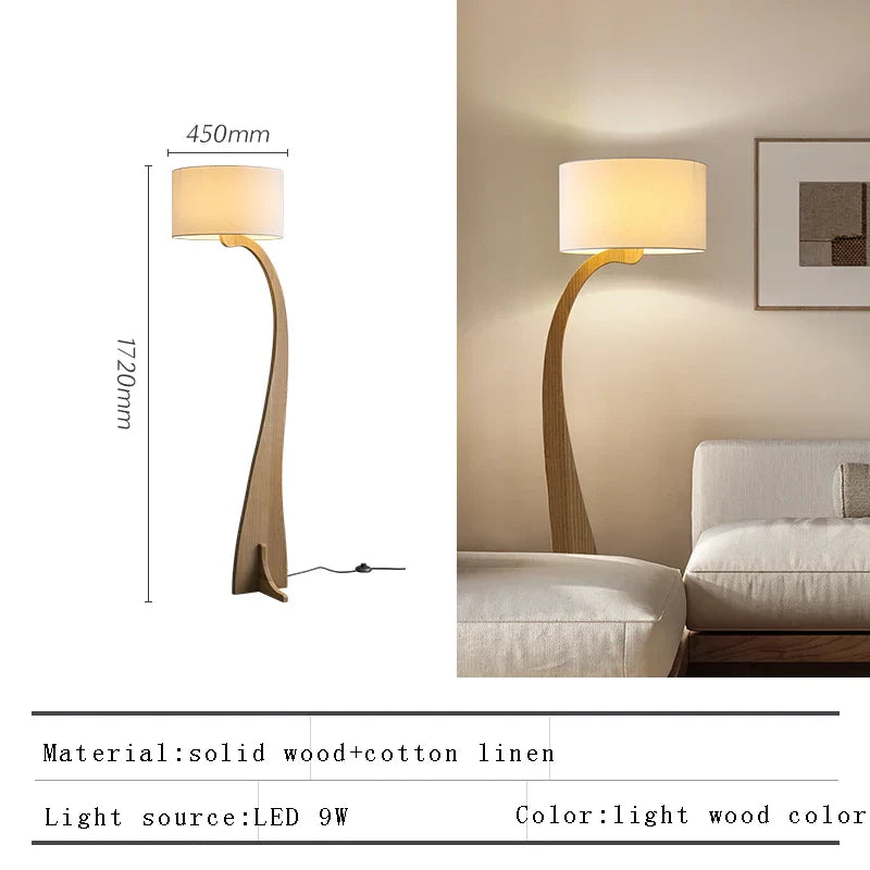 Afralia™ Wooden Floor Lamp LED Night Light for Living Room Bedroom Home Decor