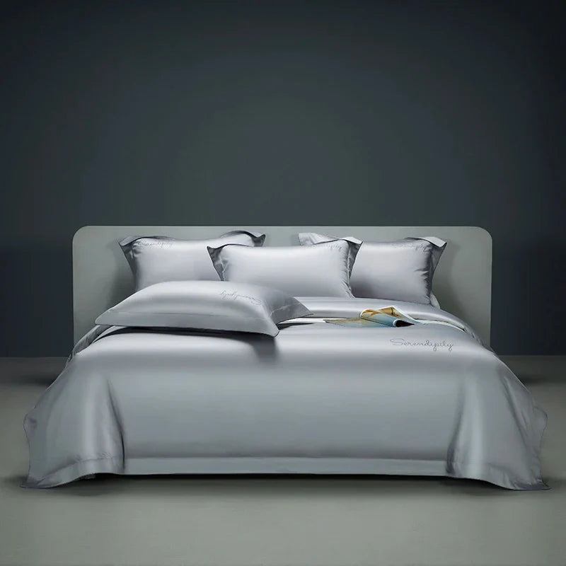 Afralia™ Luxury Embroidery Solid Color Bedding Set - 1200TC Egyptian Cotton, Hotel Style