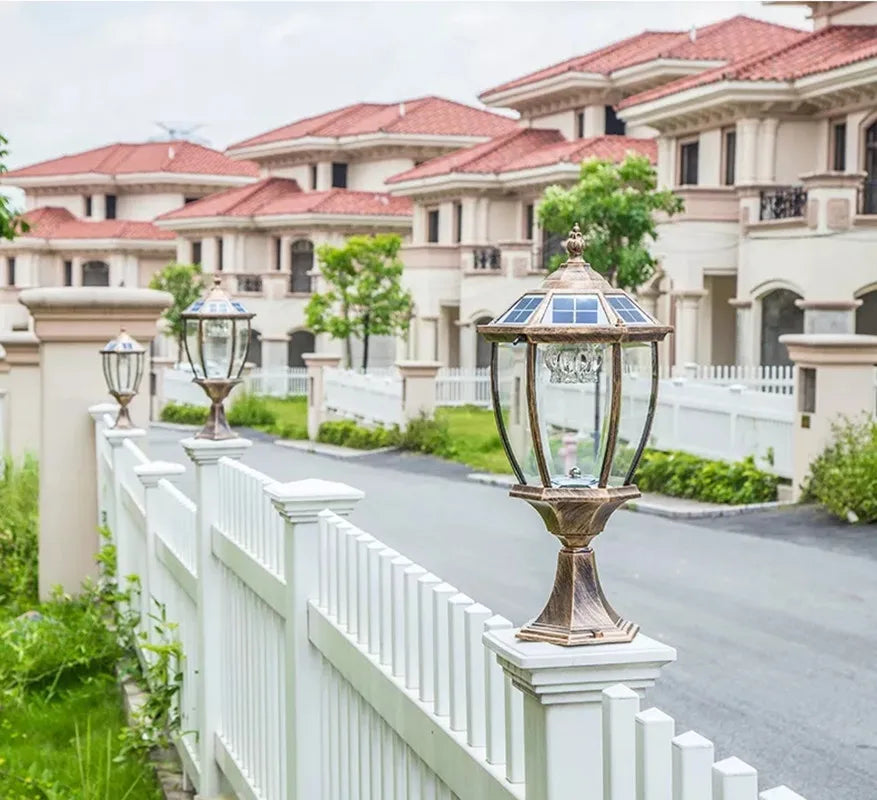 Afralia™ Solar LED Outdoor Villa Column Lamp - Retro Style Pillar Garden Street Light