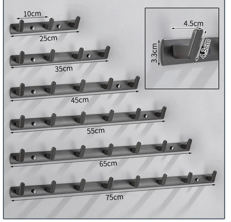 Afralia™ Aluminum Alloy Towel Hooks Wall Mounted Bathroom Robe Holder (3-6 Hooks)