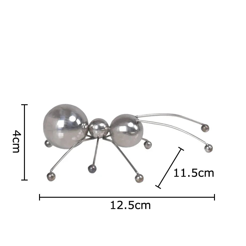 Silver Plated Ants Sculpture by Afralia™: Golden & Silver Metal Desk Ornaments