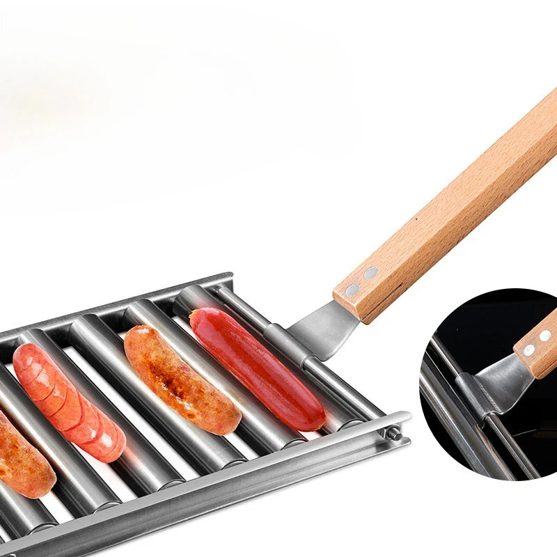 Stainless Steel BBQ Set with Grilling Grid & Sausage Roller Rack by Afralia™