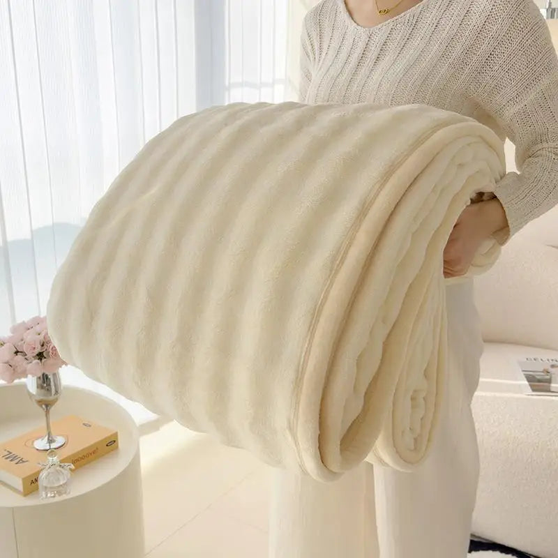 Afralia™ Rabbit Faux Fur Plush Blanket | Double-Sided Winter Sofa Cover & Bed Throw