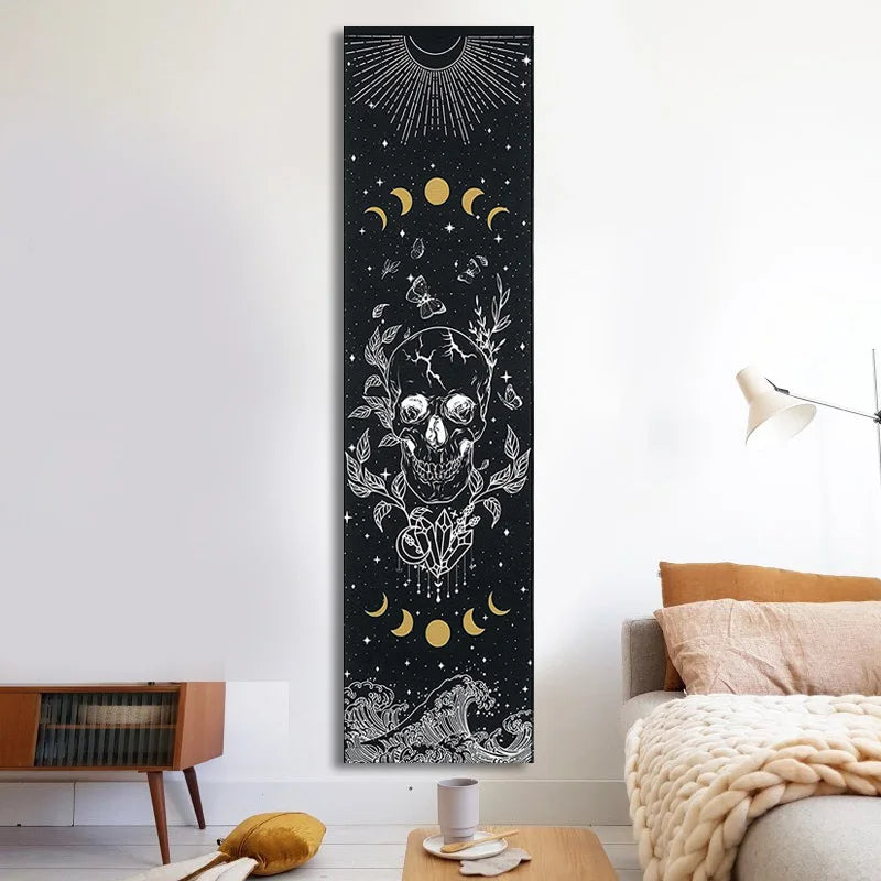 Afralia™ Skull Moon Butterfly Star Tapestry Wall Hanging for Hippie Witchcraft Room Decor