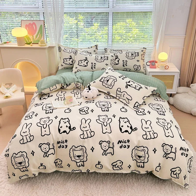 Afralia™ Plant Printed Brushed Single Duvet Cover for Cozy Winter Nights