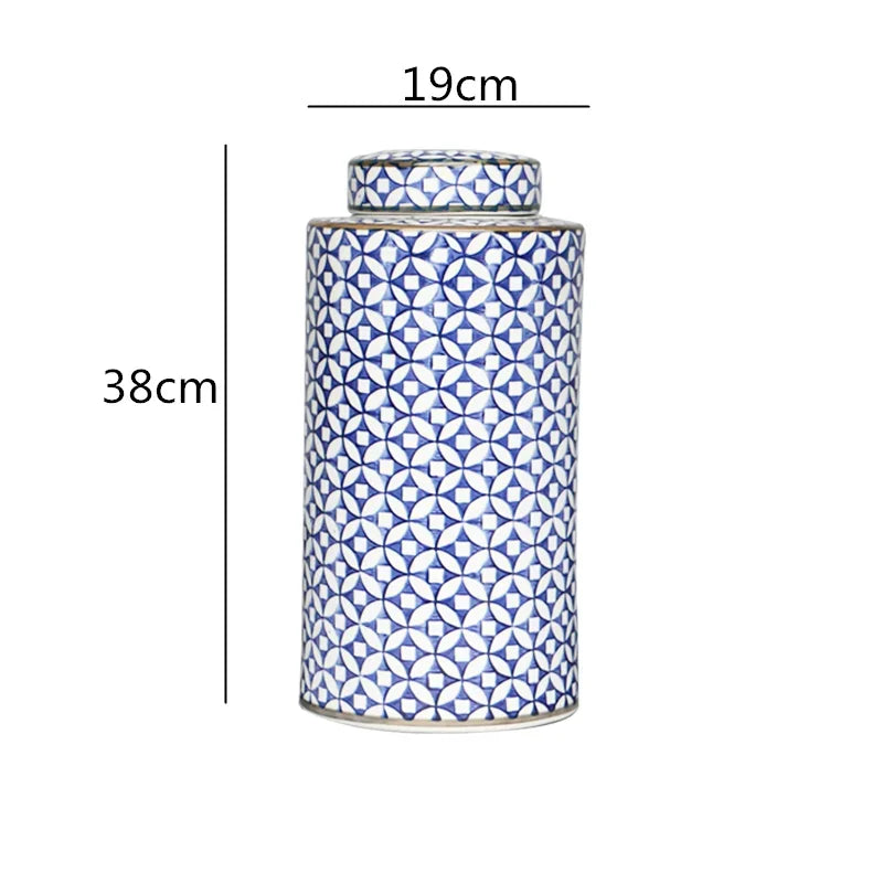 Afralia™ Chinese Retro Ceramics Golden Vase with Cover for Home Décor and Organization