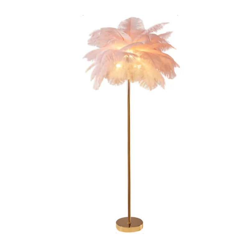 Afralia™ Modern Ostrich Feather Shade LED Floor Lamp for Stylish Indoor Lighting