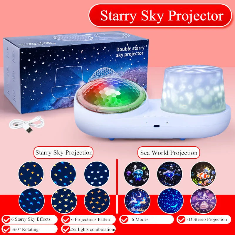 Afralia™ Starry Sky Projector Lamp: Rotating Universe LED Night Light for Kids' Magical Christmas Gift