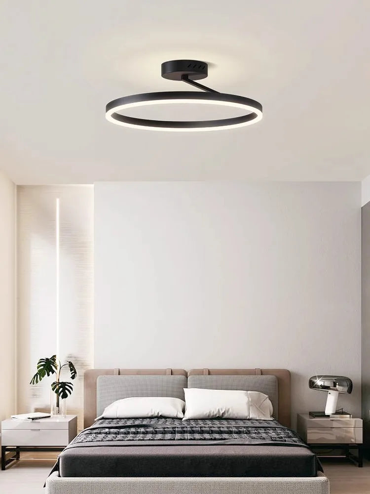 Afralia™ Nordic Minimalism LED Ceiling Chandelier in White/Black Aluminum