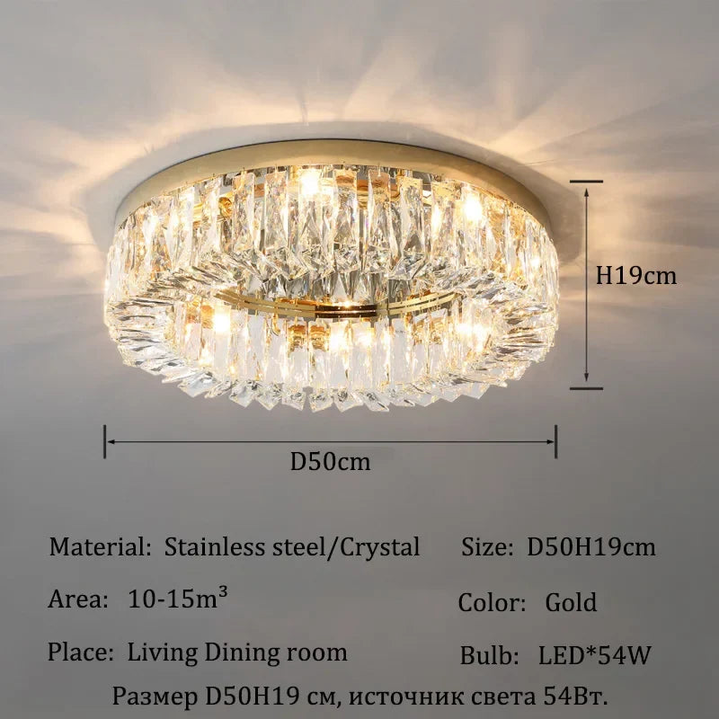 Afralia™ Crystal LED Ceiling Lights: Luxury Home Lighting for Living & Dining Room, Bedroom Decor