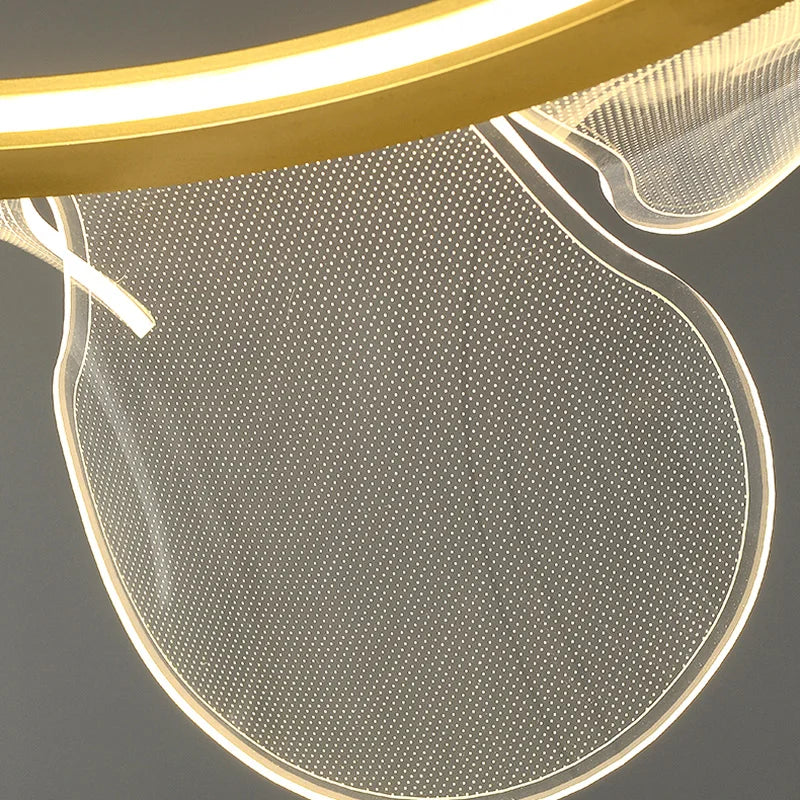 Afralia™ Gold Ring LED Pendant Light with Adjustable Dimming and Clear Acrylic Design