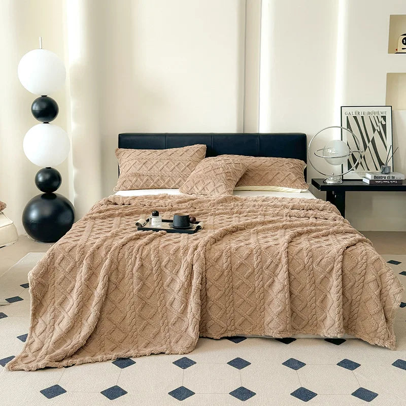 Afralia™ Taffeta Velvet Jacquard Plush Blanket: Soft, Fluffy, Colorfast Sofa Cover for Winter