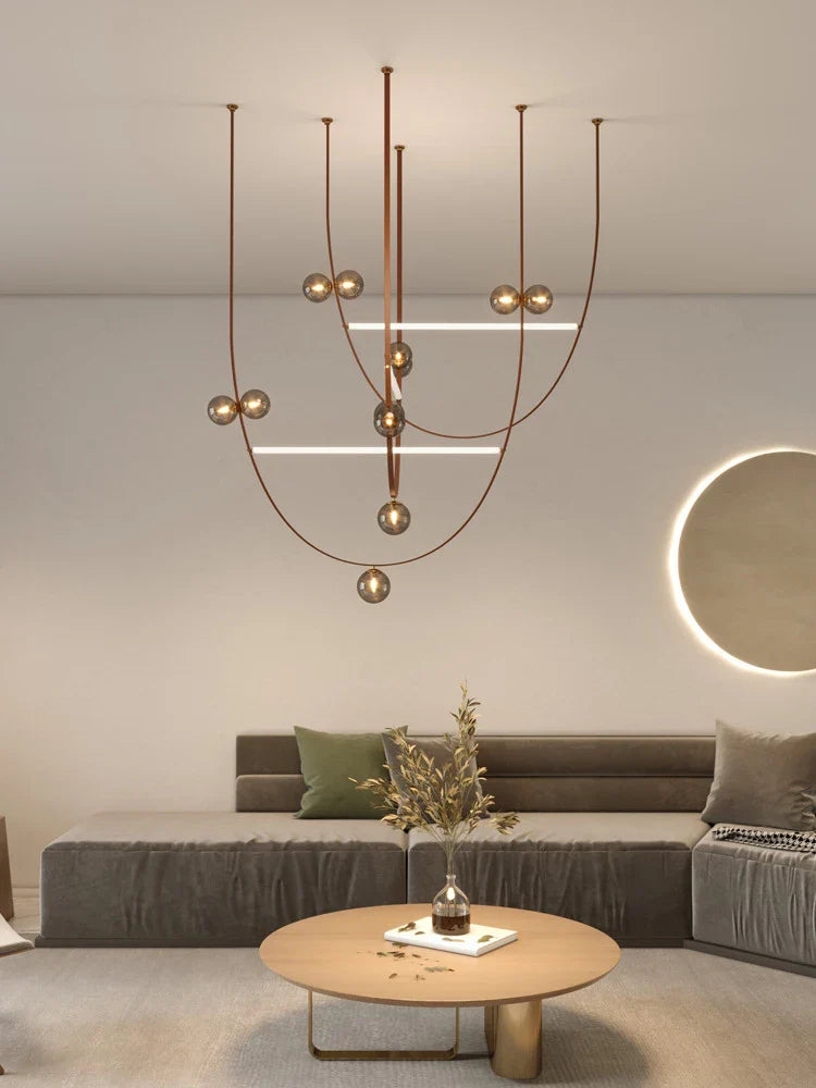Afralia™ Minimalist Leather Pendant Lamps with Glass Ball Lighting