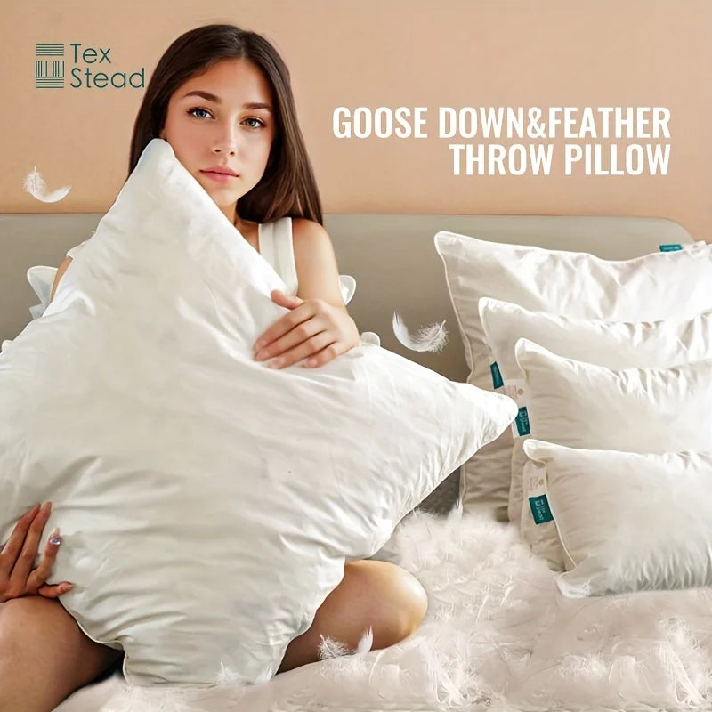 Afralia™ Goose Feather Insert Pillow - White, Bed & Couch Decorative Pillows